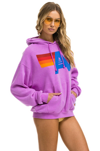 AVIATOR NATION UNISEX LOGO PULLOVER RELAXED HOODIE - NEON PURPLE