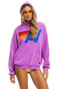 AVIATOR NATION UNISEX LOGO PULLOVER RELAXED HOODIE - NEON PURPLE