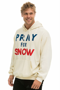 AVIATOR NATION PRAY FOR SNOW RELAXED PULLOVER HOODIE - VINTAGE WHITE