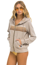 Load image into Gallery viewer, Aviator Nation 5 Stripe Zip Unisex Hoodie in SAND // TAN