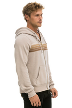 Load image into Gallery viewer, Aviator Nation 5 Stripe Zip Unisex Hoodie in SAND // TAN
