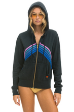 Load image into Gallery viewer, AVIATOR NATION MOUNTAIN STITCH CHEVRON ZIP HOODIE - CHARCOAL // BLUE // PURPLE UNISEX