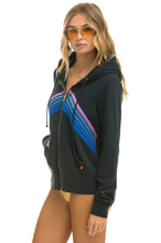 Load image into Gallery viewer, AVIATOR NATION MOUNTAIN STITCH CHEVRON ZIP HOODIE - CHARCOAL // BLUE // PURPLE UNISEX