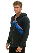 Load image into Gallery viewer, AVIATOR NATION MOUNTAIN STITCH CHEVRON ZIP HOODIE - CHARCOAL // BLUE // PURPLE UNISEX