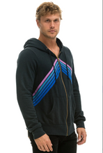 Load image into Gallery viewer, AVIATOR NATION MOUNTAIN STITCH CHEVRON ZIP HOODIE - CHARCOAL // BLUE // PURPLE UNISEX
