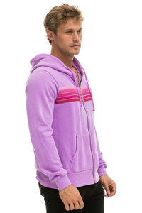 Aviator Nation 5 Stripe Zip Unisex Hoodie in NEON PURPLE // PINK JP