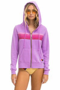 Aviator Nation 5 Stripe Zip Unisex Hoodie in NEON PURPLE // PINK JP