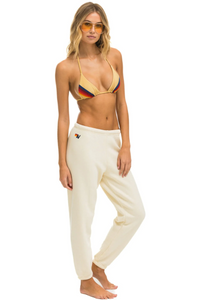 AVIATOR NATION 5 STRIPE WOMEN'S SWEATPANTS - VINTAGE WHITE // TAN