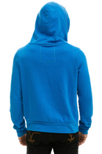 Load image into Gallery viewer, Aviator Nation 5 Stripe Zip Unisex Hoodie in NEON OCEAN // BLUE
