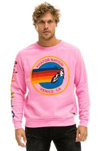 Aviator Nation Unisex Crew Sweatshirt in NEON PINK