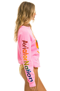 Aviator Nation Unisex Crew Sweatshirt in NEON PINK