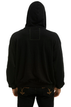 Load image into Gallery viewer, Aviator Nation 5 Stripe Zip Unisex Hoodie in BLACK // NEON RAINBOW
