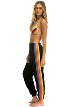 Load image into Gallery viewer, AVIATOR NATION 5 STRIPE WOMEN&#39;S SWEATPANTS - BLACK // NEON RAINBOW