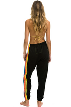 Load image into Gallery viewer, AVIATOR NATION 5 STRIPE WOMEN&#39;S SWEATPANTS - BLACK // NEON RAINBOW