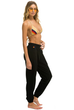 Load image into Gallery viewer, AVIATOR NATION 5 STRIPE WOMEN&#39;S SWEATPANTS - BLACK // NEON RAINBOW