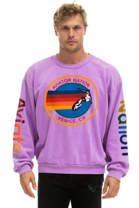 AVIATOR NATION RELAXED CREW UNISEX SWEATSHIRT - NEON PURPLE