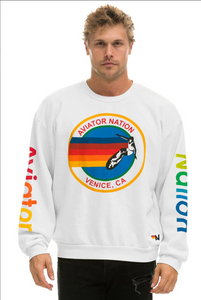 AVIATOR NATION RELAXED CREW UNISEX SWEATSHIRT - WHITE