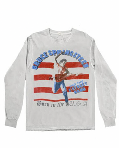 MadeWorn Bruce Springsteen Long Sleeve Vintage White Tee