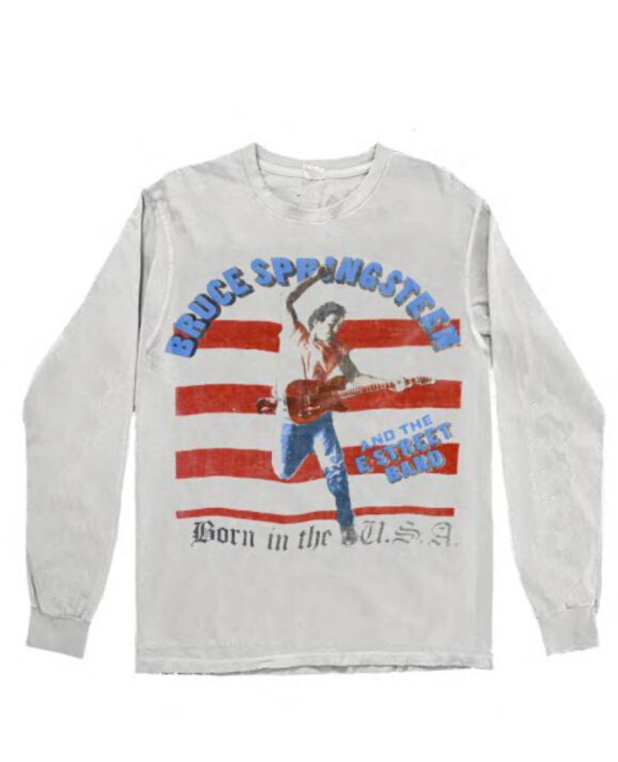 MadeWorn Bruce Springsteen Long Sleeve Vintage White Tee