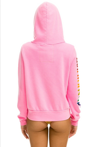 Aviator Nation Neon Zip Logo Unisex Hoodie in Neon Pink