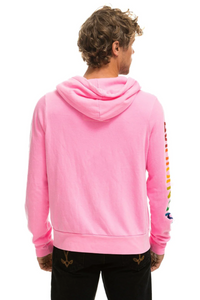 Aviator Nation Neon Zip Logo Unisex Hoodie in Neon Pink