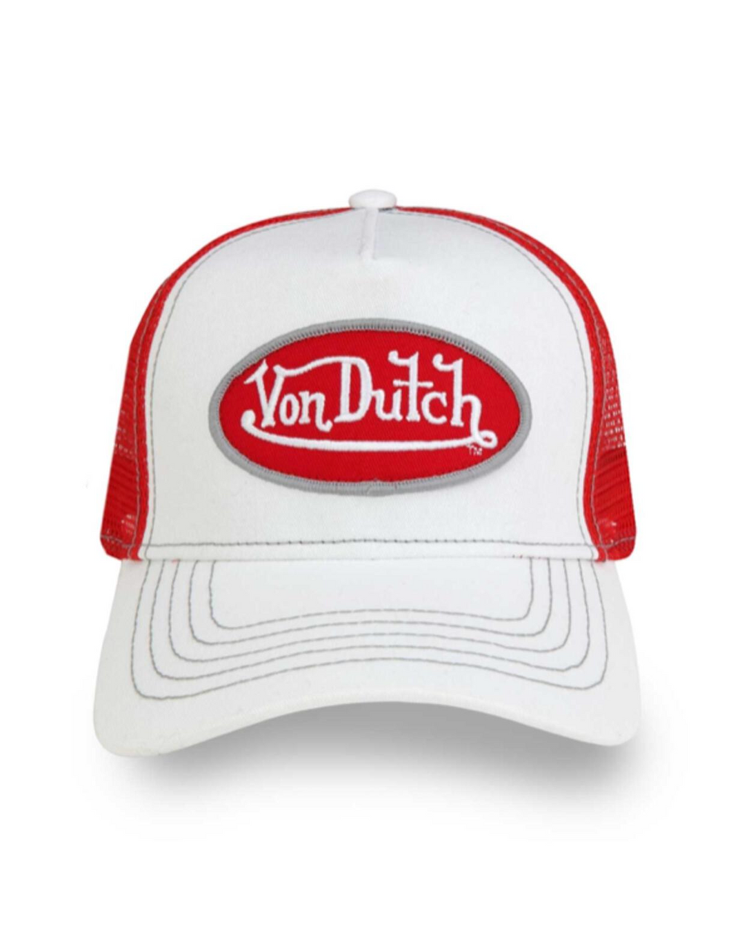 VON DUTCH CLASSIC WHITE AND RED TRUCKER HAT