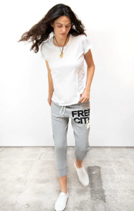 FREE CITY Large Heather Cream 3/4 sweats