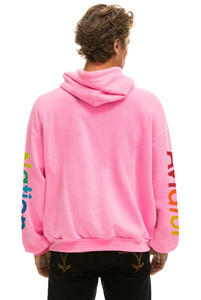 AVIATOR NATION UNISEX RELAXED PULLOVER HOODIE - NEON PINK