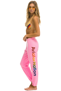 Aviator Nation Neon Logo Sweatpant in Neon Pink