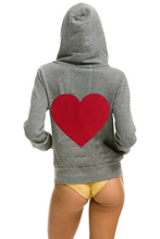 Load image into Gallery viewer, AVIATOR NATION HEART STITCH ZIP HOODIE - HEATHER GREY