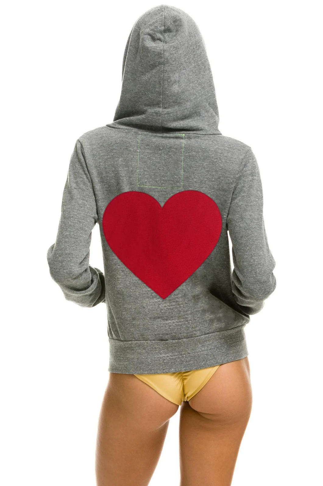 AVIATOR NATION HEART STITCH ZIP HOODIE - HEATHER GREY