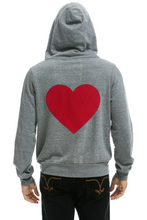 Load image into Gallery viewer, AVIATOR NATION HEART STITCH ZIP HOODIE - HEATHER GREY