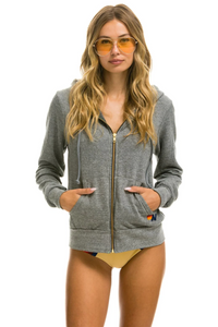 AVIATOR NATION HEART STITCH ZIP HOODIE - HEATHER GREY