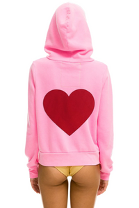 AVIATOR NATION HEART UNISEX STITCH ZIP HOODIE -NEON PINK