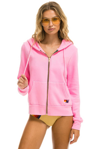 AVIATOR NATION HEART UNISEX STITCH ZIP HOODIE -NEON PINK