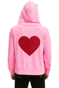 AVIATOR NATION HEART UNISEX STITCH ZIP HOODIE -NEON PINK