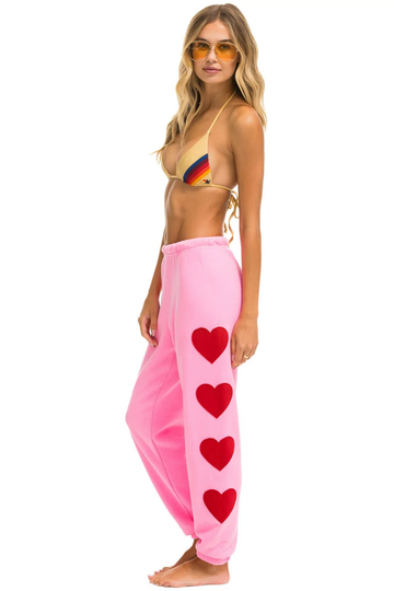 AVIATOR NATION HEART STITCH 4 SWEATPANTS - NEON PINK