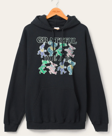 JUNK FOOD CLOTHING UNISEX GRATEFUL DEAD DANCING BEARS HOODIE IN BLACK