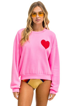 Load image into Gallery viewer, AVIATOR NATION HEART STITCH RELAXED CREW SWEATSHIRT - NEON PINK