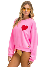 Load image into Gallery viewer, AVIATOR NATION HEART STITCH RELAXED CREW SWEATSHIRT - NEON PINK