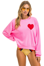 Load image into Gallery viewer, AVIATOR NATION HEART STITCH RELAXED CREW SWEATSHIRT - NEON PINK