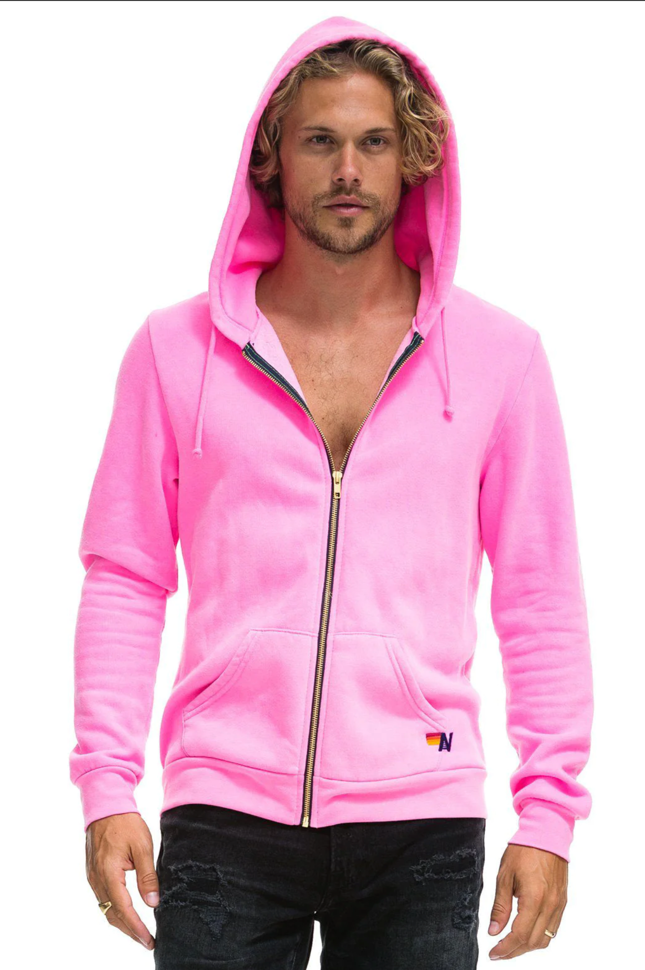 AVIATOR NATION UNISEX LOCALS ONLY HOODIE NEON PINK SINGER22