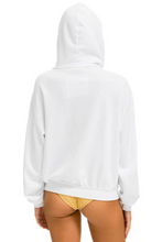 Load image into Gallery viewer, AVIATOR NATION UNISEX 5 STRIPE RELAXED ZIP HOODIE - WHITE/NEON RAINBOW