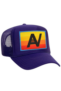 Aviator Nation Logo Rainbow Vintage Trucker Hat in PURPLE
