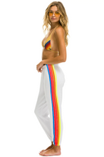 Load image into Gallery viewer, Aviator Nation 5 Stripe Sweatpants in WHITE // NEON RAINBOW