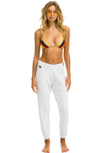 Load image into Gallery viewer, Aviator Nation 5 Stripe Sweatpants in WHITE // NEON RAINBOW