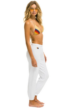 Load image into Gallery viewer, Aviator Nation 5 Stripe Sweatpants in WHITE // NEON RAINBOW