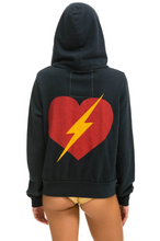 Load image into Gallery viewer, AVIATOR NATION UNISEX BOLT HEART ZIP HOODIE - CHARCOAL