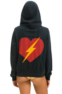 AVIATOR NATION UNISEX BOLT HEART ZIP HOODIE - CHARCOAL