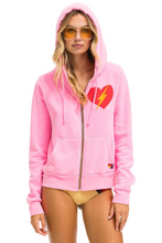 Load image into Gallery viewer, AVIATOR NATION UNISEX BOLT HEART ZIP HOODIE -NEON PINK